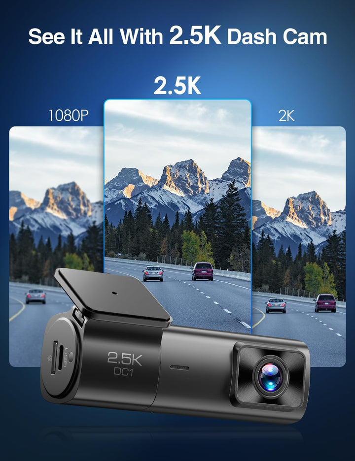 Sarmert 2.5K Front Dash Cam Built-in WiFi,Dash Camera for Car