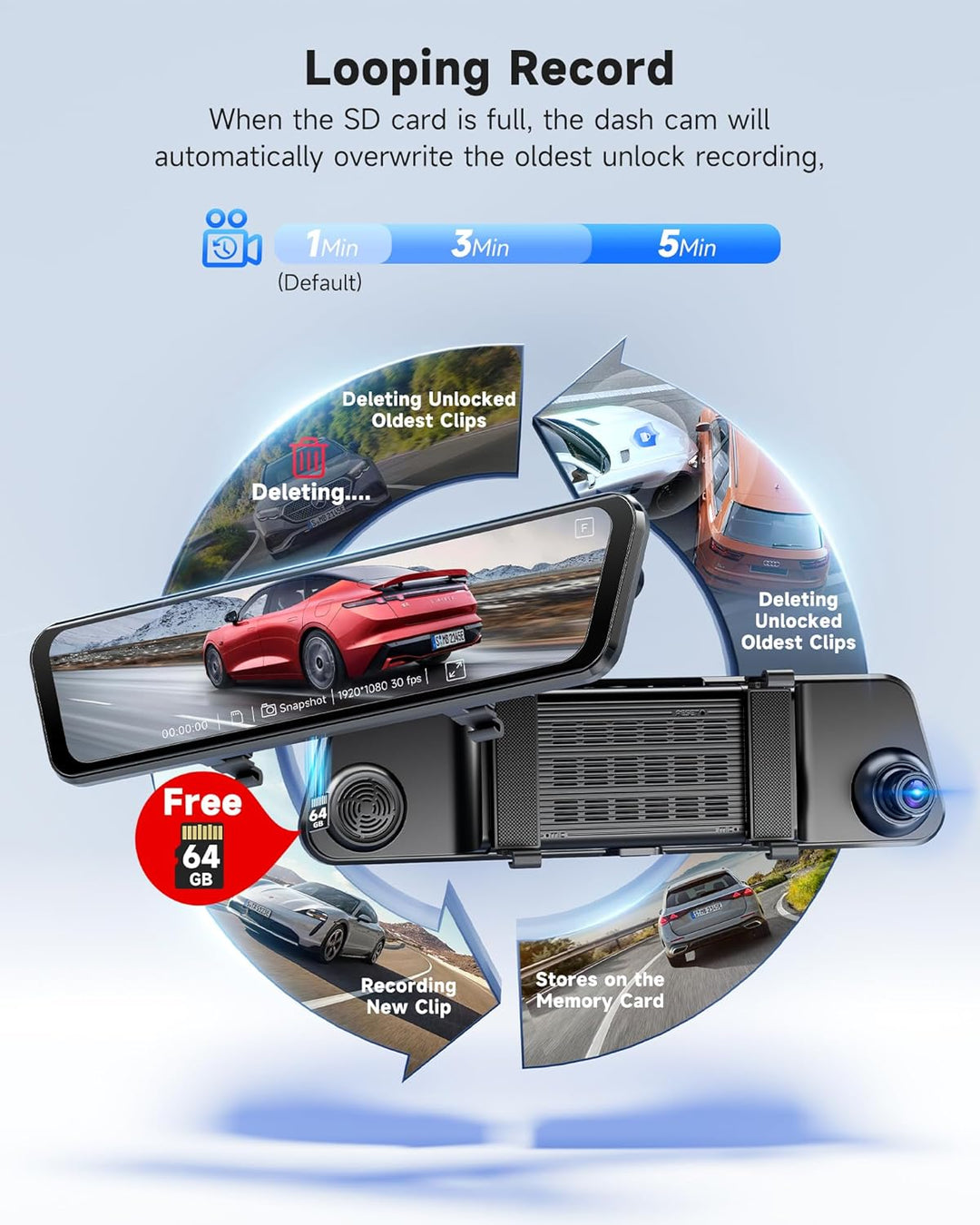OMBAR N1 4K+2.5K Rear View Mirror Camera