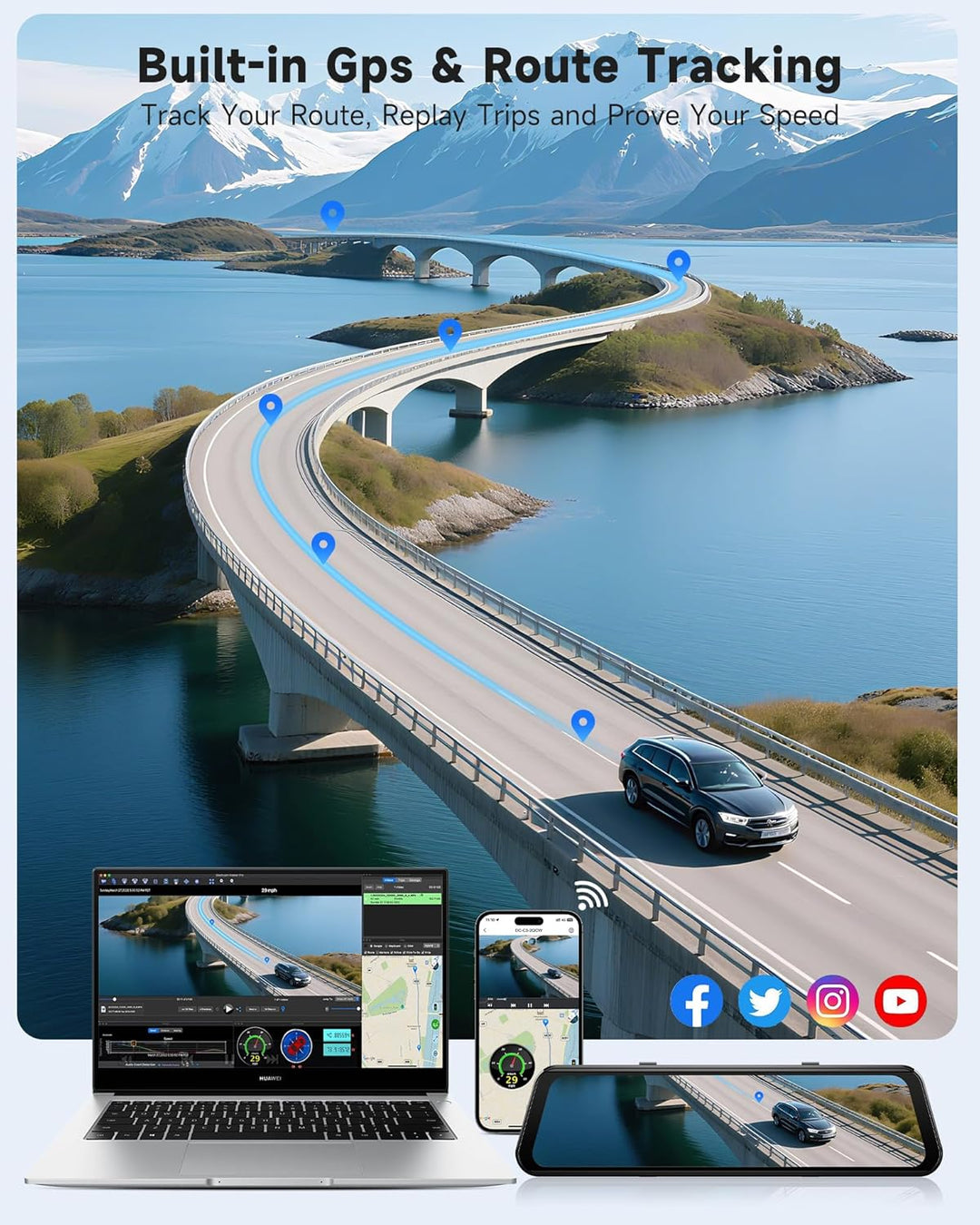 OMBAR N1 4K+2.5K Rear View Mirror Camera