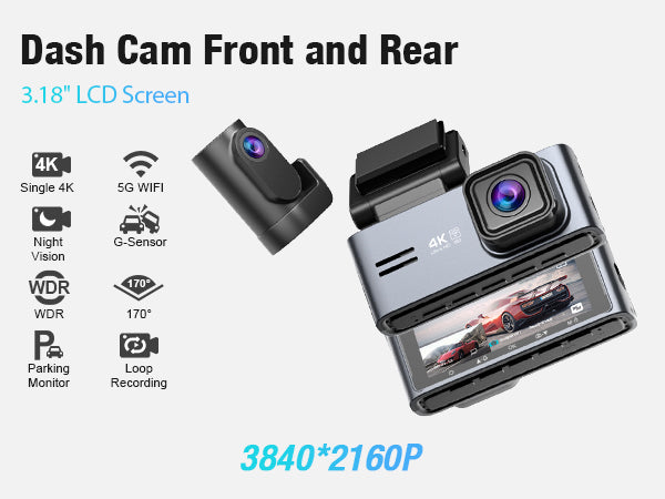 OMBAR M572 Dash Cam Front and Rear 4K/2K/1080P+1080P