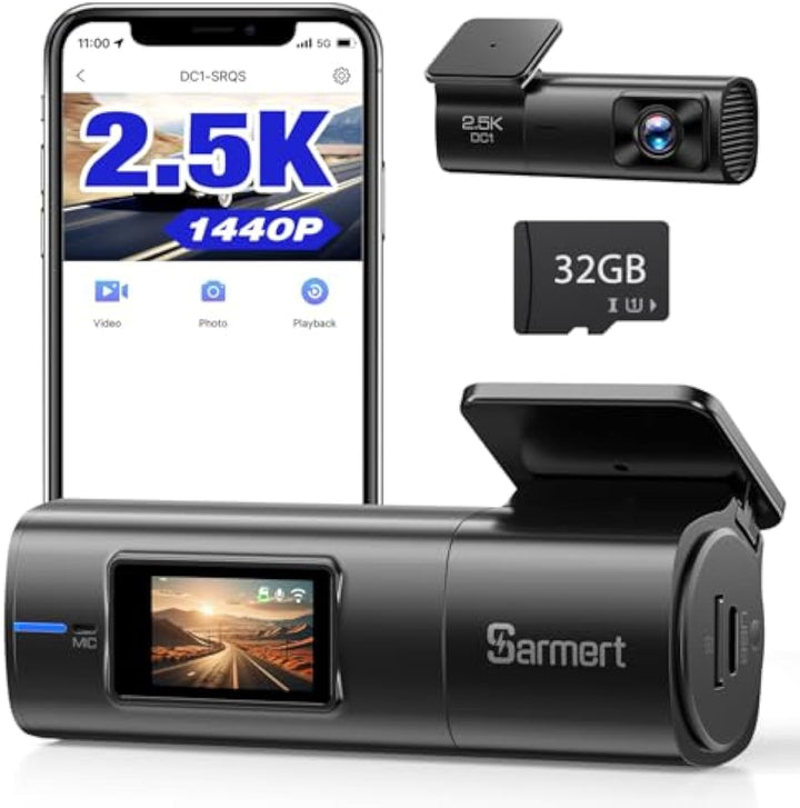 Sarmert 2.5K Front Dash Cam Built-in WiFi,Dash Camera for Car