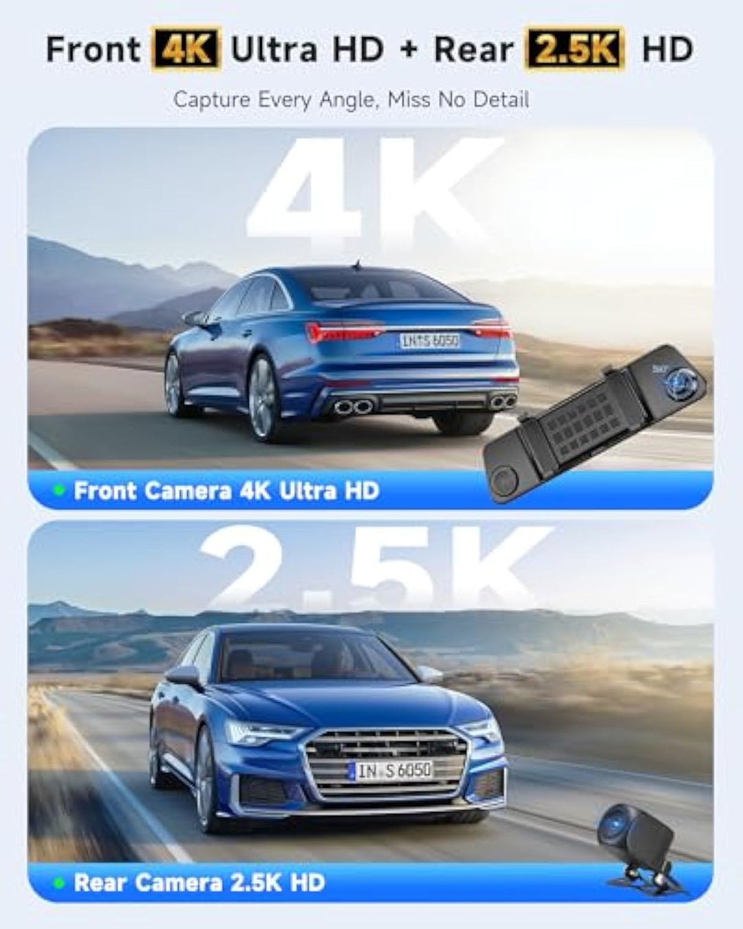 OMBAR N1 4K+2.5K Rear View Mirror Camera