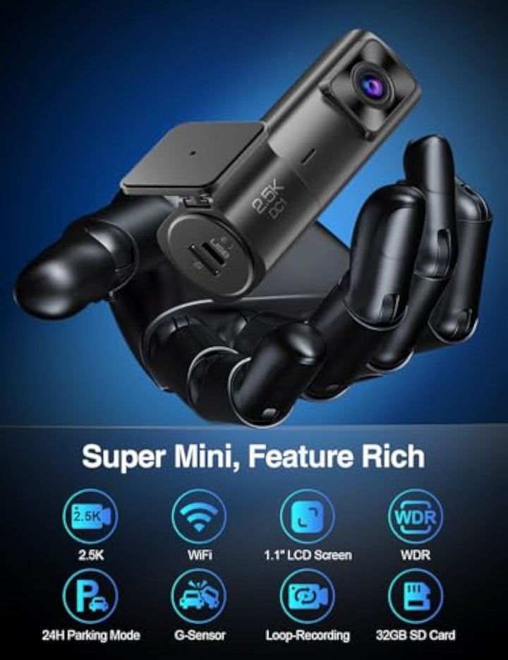 Sarmert 2.5K Front Dash Cam Built-in WiFi,Dash Camera for Car