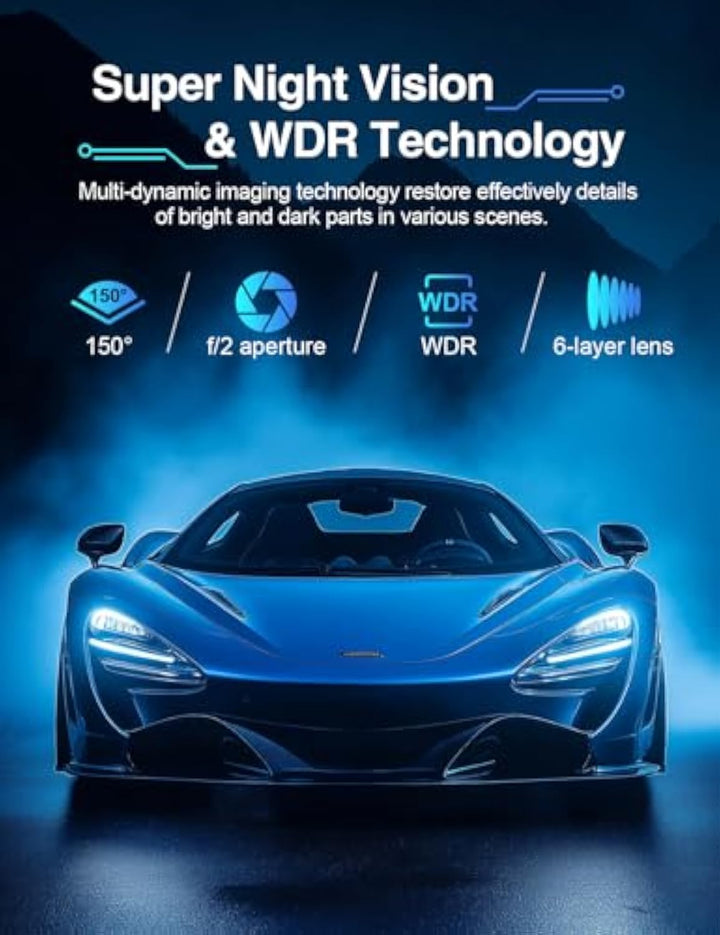 Sarmert 2.5K Front Dash Cam Built-in WiFi,Dash Camera for Car
