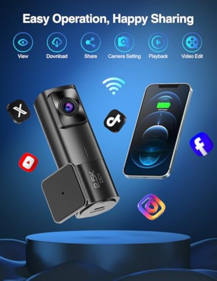 Sarmert 2.5K Front Dash Cam Built-in WiFi,Dash Camera for Car