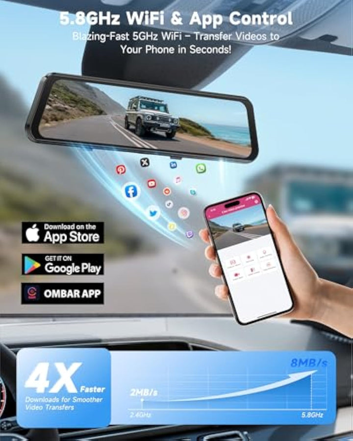 OMBAR N1 4K+2.5K Rear View Mirror Camera