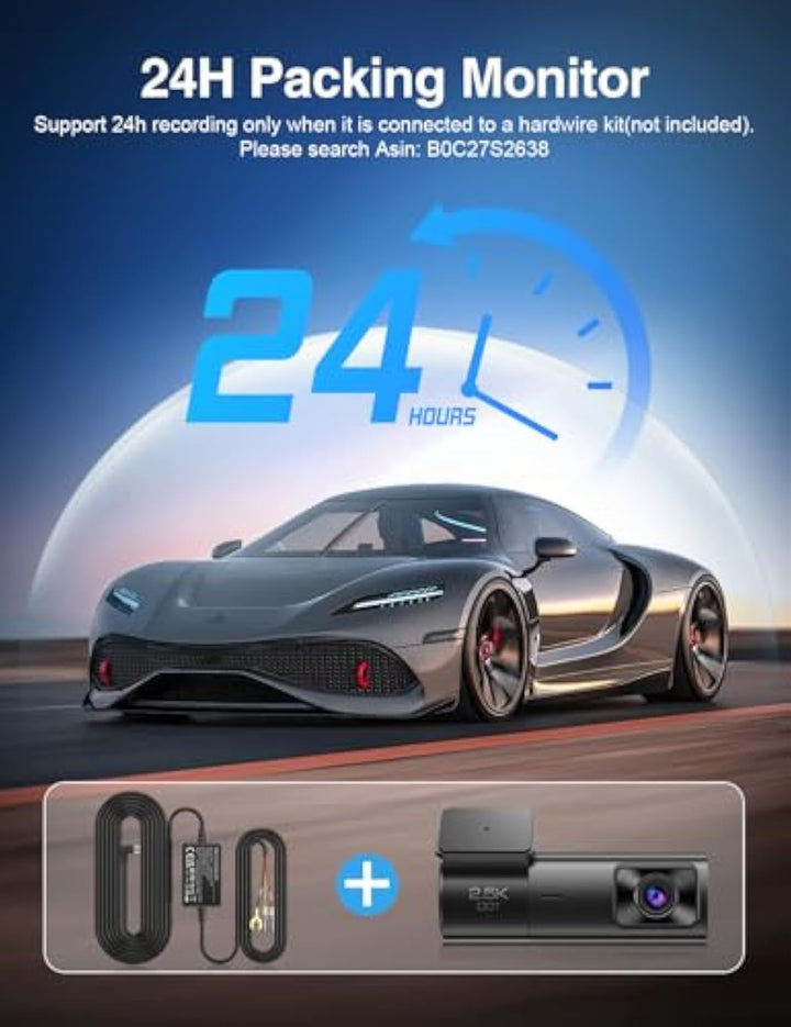 Sarmert 2.5K Front Dash Cam Built-in WiFi,Dash Camera for Car